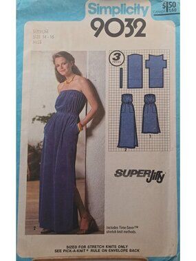 Vintage Simplicity 9032 Sewing Pattern Misses Super Jiffy Pullover Dress Sizes M